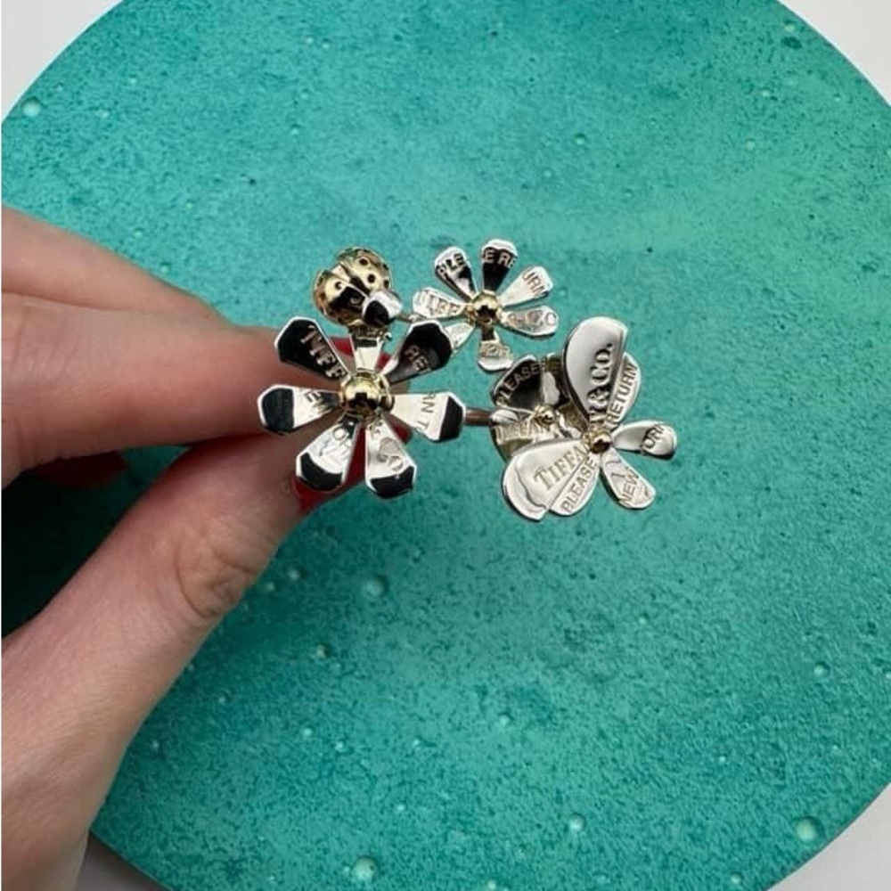 Tiffany & Co. Silver and 18kt rose gold love bug cluster ring in size 5.5